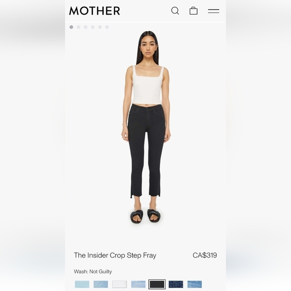 Mother Insider Crop Step Fray Hem Bootcut Jeans in Not Guilty Black 24 - Picture 16 of 16